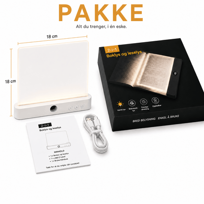 LeseLys™ - Boklampe, Oppladbar Klar LED Flat Leselampe