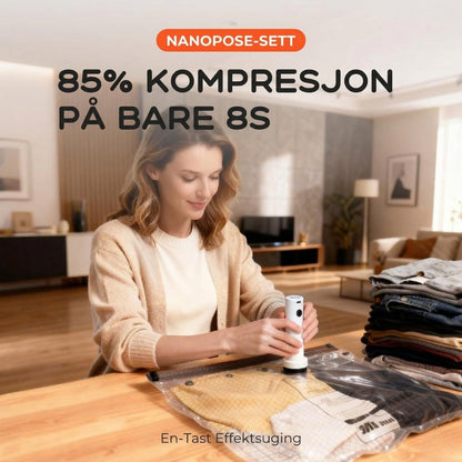 TurboVac Pro™ - 9 vakuumposer + oppladbar pumpe – perfekt for reise