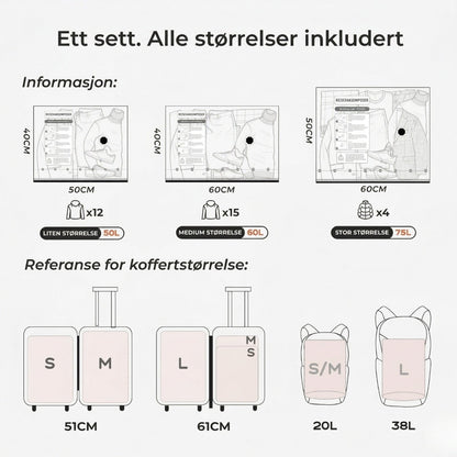 TurboVac Pro™ - 9 vakuumposer + oppladbar pumpe – perfekt for reise